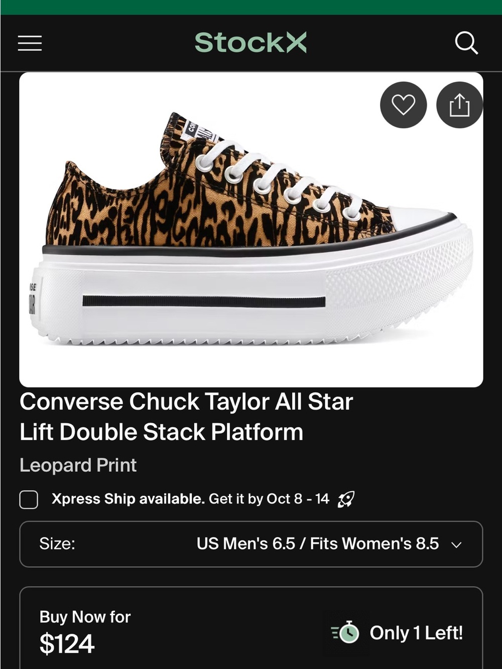 NWT Converse Chuck Taylor All Star lift double stack Platform. Womens size 8.5